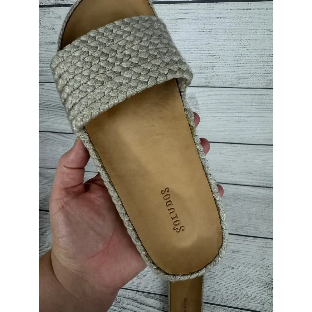 Soludos Women's Natural Braided Pool Slide Sandals Size 9